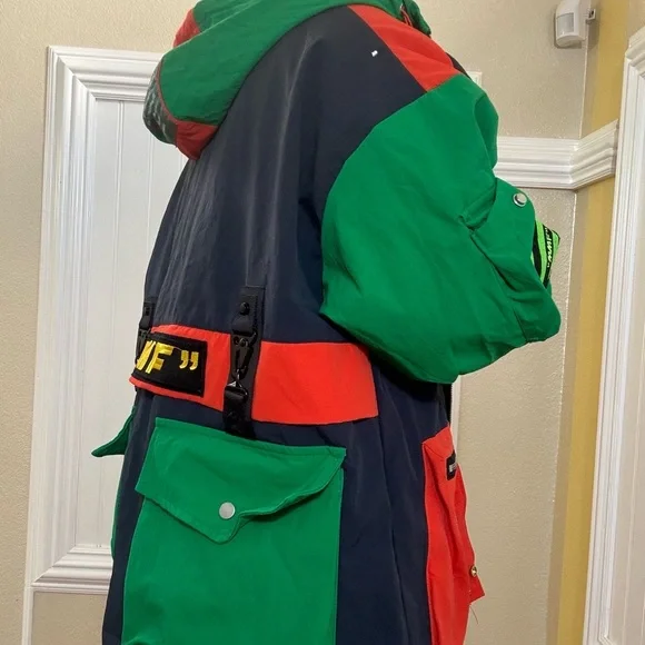 Vibrant Green and Orange Colorblock Jacket - Picture 7 of 9